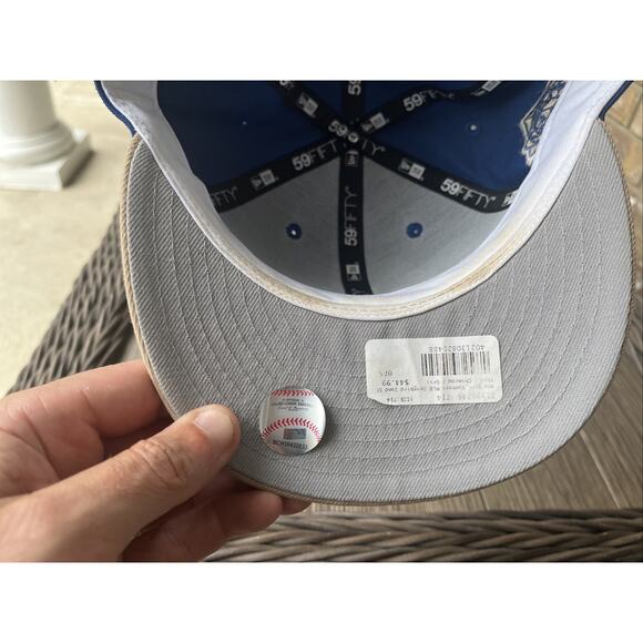 New York Yankees Fitted Hat Cap 7 1/4 Blue Tan 1999 World Series New Era RARE NY - Picture 9 of 9